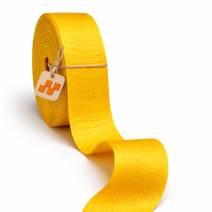 ริบบิ้นโกรเกรนสีเหลืองดอกทานตะวันขนาด 10 มม. ของนีลกามัล อินดัสทรีส์ ดีไซน์ตกแต่ง ทนต่อการหดตัว ผลิตจากโพลีเอสเตอร์ 100% สำหรับตกแต่งและห่อของขวัญ - Product Image 1