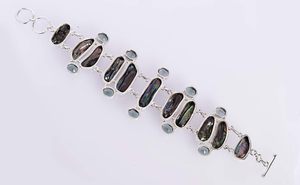 Natural Abalone <b>Shell</b> & Iolite Gemstone 925 Solid Sterling Silver <b>Bracelet</b> Designer Women's Fine Jewelry From India New Arrival - Product Image 3