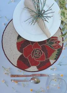 <b>Placemats</b> for Dining Table Luxury Decent Look Rose Flower Design Embroidered <b>Glass</b> Beads <b>Placemats</b> Wholesale Price Seller - Product Image 2