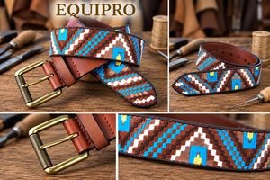 Cinturón de Cuero con Bordado a Rayas, Hebilla de Aleación con Marco Cuadrado, Estilo Casual, Resistente, 3.5cm de Ancho - Product Image 3