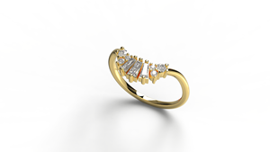 Luxury 18K Gold Tapered Baguette Round Diamond <b>Ring</b> Curved <b>Stacking</b> Band Crown <b>Ring</b> <b>Stacking</b> <b>Ring</b> Fine Jewelry Gift for Women - Product Image 2