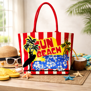 Sac fourre-tout en toile de jute bicolore personnalisé avec logo en gros |   Sac de plage et de courses réutilisable et écologique avec fermeture à bouton-pression, durable - Product Image 6