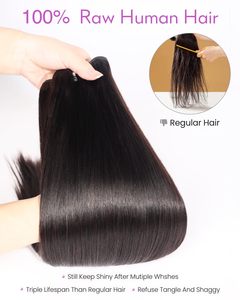 Extensiones de Cabello Humano Virgen Vietnamita Sin Procesar, Mechones de Cabello Humano Original Liso, Extensiones de Cabello con Doble Trama # 1B - Product Image 6