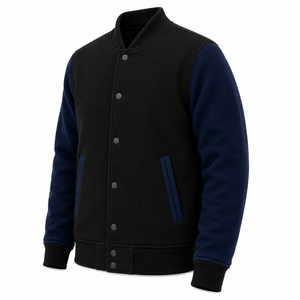 Factory Price <b>Mens</b> Varsity <b>Jacket</b> Snap Button Front Fleece Contrast Sleeves <b>Baseball</b> <b>Jacket</b> Plain Wholesale <b>Men</b> Varsity <b>Jacket</b> - Product Image 5