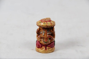 Idole de Ganesh en bois peinte de qualité supérieure, pièce religieuse artisanale pour la salle de prière et les cadeaux - Product Image 2
