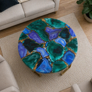 Table basse de luxe en pierre d'agate, design artisanal et écologique, table centrale pour salon moderne, décoration de meubles, Diwali, baptême - Product Image 2