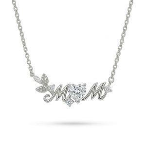 Collar con Colgante en Forma de Corazón para Mamá, Collar con Colgante de Letras 'Mamá' en Oro Rosa, Joyería para Mujer con Diamantes de Laboratorio - Product Image 3