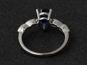 Anillo de Zafiro con Corte de Pera, Anillo de Compromiso con Zafiro Azul, Gema de Plata en Forma de Lágrima, Joyería de Piedra de Nacimiento de Septiembre - Product Image 2