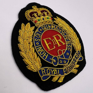 Custom Handmade Embroidered Bullion Wire Beaded Decoration Cap Badge Patch <b>Sew</b>-On Fabric Type Made In Pakistan Badges - Product Image 1