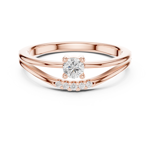 Rose Gold Diamond Engagement <b>Ring</b> Round Brilliant Cut <b>Split</b> Shank Pavé Side Stones Women's Classic Bridal Jewelry - Product Image 1