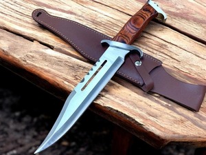 Cuchillo de caza hecho a mano de 15 pulgadas con hoja de acero D2 y mango de madera, regalo para padre, regalo de boda, cuchillo de camping, regalo para hijo. - Product Image 2