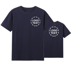 Camiseta de Manga Corta Azul Marino para Hombre con Logotipo Personalizado, Corte Regular, Cuello Redondo, Informal, de Algodón - Product Image 3