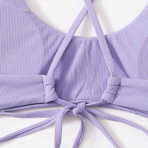 Custom Strapless Two Piece Sexy Women's Bikini Set With Logo Tie Bright SOLID Bra Briefs And G <b>String</b> - Product Image 3