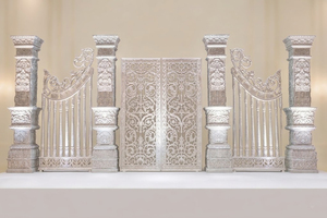 Escenario de Boda Moderno Blanco Tradicional de Calgary, Elegante Escenario de Boda Ligero de Fibra de Vidrio, Decoración de Arco Tallado, Conjunto de Sofás para Ceremonia - Product Image 3