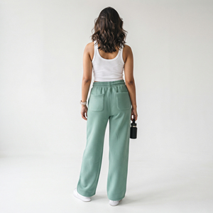 Ladies High Waist Baggy Sweat Pants Casual 100% Polyester Fleece Wide Leg Sweat Pants Women Jogging Full Length Sweat Pants - Product Image 2