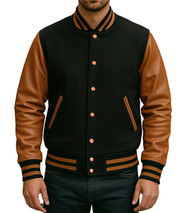 Chaqueta Varsity Personalizada para Hombre, Chaqueta Bomber de Béisbol Premium con Mangas en Contraste e Iniciales Bordadas - Product Image 1