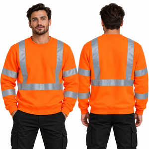 High Quality High Visibility Sweatshirt Reflective Tape Workwear Safety Sweatshirt <b>Fleece</b> <b>Work</b> Sweater Custom <b>Men's</b> Safety Shirt - Product Image 3