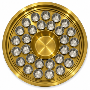 Juego de Copas y Bandejas para la Sagrada Comunión de Acero Inoxidable Chapado en Oro, Ecológico, de Lujo, Redondo, Pulido, con Diseño de Cruz - Product Image 6