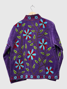 Chaqueta de terciopelo con bordado floral, cuello mandarín, manga larga, estilo bohemio, ropa de otoño para mujer, talla grande - Product Image 4