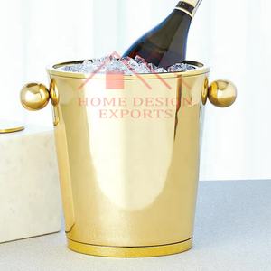 Stainless Steel Brass Plating <b>Champagne</b> Ice <b>Bucket</b> with Stand on Marble Base for Bar Party Decor/Beverage Wine Cooler with Stand - Product Image 2