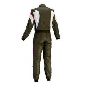 Men's Full Sleeve Motorcycle Racing <b>Suit</b> Olive Green With <b>Red</b> And White Accents Windproof All Seasons Wear Color Blocked Design - Product Image 2