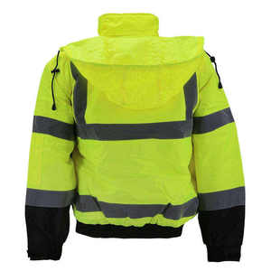 High Quality Unisex Hooded <b>Winter</b> Two-Tone High Visibility Reflective Hi-Vis Work Bomber Jacket - Product Image 3