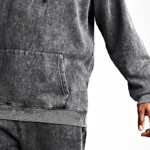 Unisex Custom Two-Piece Casual Track Suit Vintage <b>Embroidery</b> Patch Breathable Acid Washed Fleece Hoodie Sweatpants Winter Plus - Product Image 6