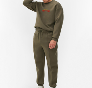 Joggers d'hiver respirants en molleton épais pour homme, coupe régulière, 100 % coton, tissu doux, broderie couleur, service OEM - Product Image 5