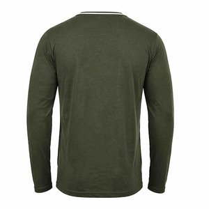 T-shirt Henley à manches longues 3 boutons pour homme, en jersey de coton épais, coupe ajustée, décontracté, haute qualité - Product Image 6