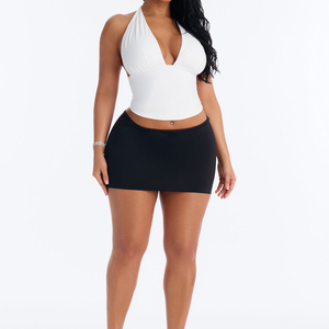 Mini-jupe trapèze sexy pour femme, froncée, monocouche, couleur unie, en Spandex/Polyester, idéale pour les soirées en club - Product Image 3