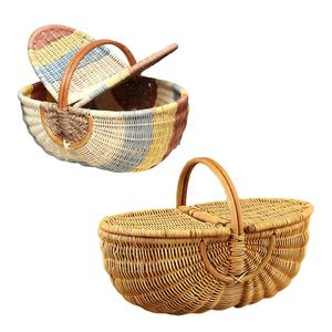Cesta de Mimbre Natural Personalizable para Picnic, Almacenamiento en la Cocina y Decoración del Hogar - Product Image 1