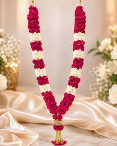 Luxury Indian Wedding Varmala <b>Garland</b> Pink <b>Rose</b> Jasmine Jaimala Mala for Bride Groom Artificial Floral Wedding <b>Garland</b> Ceremony - Product Image 1