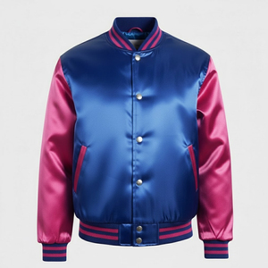 Blouson Bomber Varsity en Satin Rouge Personnalisé avec Logo, pour Homme, Décontracté, avec Impression Frontale, Vêtement d'Hiver Respirant et Écologique 100% Polyester - Product Image 1