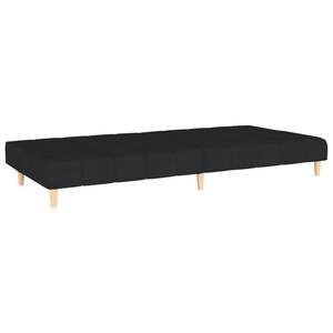 Sofá Cama Negro de 2 Plazas con Madera, Plástico y Espuma, Tela de Poliéster Negra, Duradero y Cómodo - Product Image 6