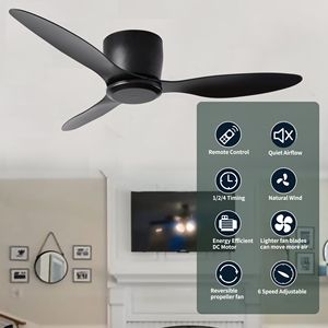 Ventilatore da soffitto a basso profilo da 42 pollici con 3 pale reversibili e 6 velocità, motore DC reversibile 220V senza luce - Product Image 4