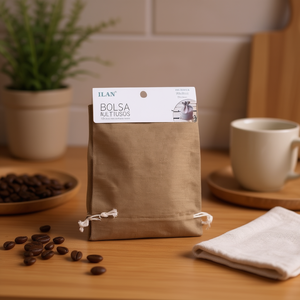 Borsa in tessuto multiuso ILAN 10x15 cm colore caffè 2 pezzi - Product Image 3