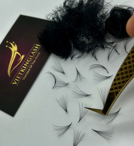 Extensiones de Pestañas Pre-fabricadas Vietnam 10D-20D, Fans de Pestañas Promade con Base Puntiaguda, Bandejas de Pestañas de Cachemira Negro Mate, Caja Ecológica - Product Image 1