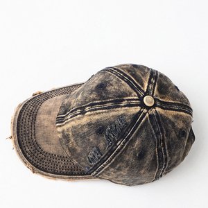 Casquette de baseball unisexe à 6 panneaux en denim délavé, ajustable, style vintage, en sergé de coton - Product Image 1