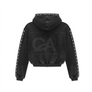 Custom Women <b>Rhinestone</b> <b>Hoodies</b> With Crystal Detail Design Premium Material Stylish Apparel Wholesale Manufacturing - Product Image 3