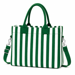 Custom Iota Phi Lambda Sorority Tote bag green and White Embroidered Logo Striped Daily Use Large Capacity <b>Canvas</b> Tote bag - Product Image 3