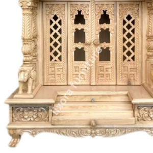 Luxury Handcrafted Traditional Ornate Solid Wood Home <b>Mandir</b> Grand Elephant Peacock Carved Pooja Ghar Temple Diwali Wedding - Product Image 3
