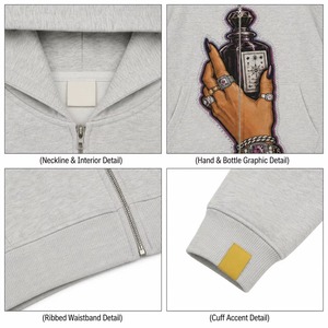 Hoodie en tissu tricoté 100% coton, molleton coton-polyester, coupe ample et carrée, épaules tombantes, broderie effet usé, impression DTG disponible - Product Image 3