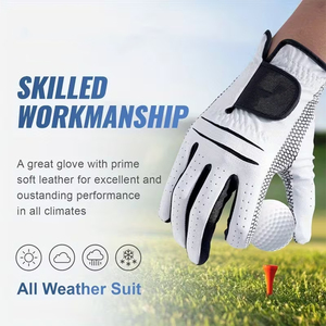 Gants de golf unisexes en cuir, à doigts entiers, doux, respirants, antidérapants, pour la main droite, pour l'entraînement, la pratique et les tournois - Product Image 5