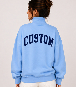 Women's Oversized Mockneck Sweatshirt Embroidered/Printed Customizable Relaxed Fit Ribbed Collar Fleece Eco-Friendly Breathable - Product Image 4