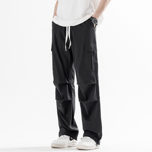 ANSZKTN Pantalones Largos Casuales de Paracaidista con Cordón Ajustable de Seda Helada para Hombre, Estilo Retro Americano, Novedad de Primavera - Product Image 4