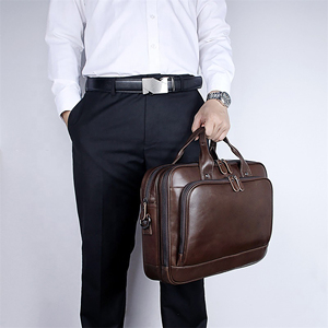 Maletín de Cuero Personalizado para Hombre, Maletín de Negocios de Cuero Genuino, Bolso de Mano Impermeable para Portátil de Oficina - Product Image 5