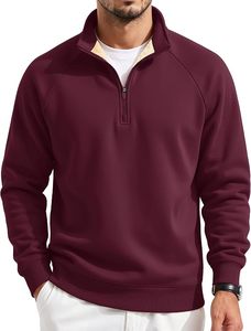 Sweat-shirt tendance pour homme, col montant, fermeture éclair quart de tour, en coton épais, coupe ample et carrée, personnalisable avec logo, OEM, ODM, marque privée - Product Image 1