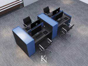 Bureaux modernes en bois prix de gros meubles de bureau 2600x600x750mm bureau pour le personnel de couleur bleu noir - Product Image 5
