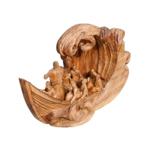 Figura de Barco Tallada a Mano en Madera, Jesús y Discípulos, Arte Religioso Coleccionable, Decoración Independiente - Product Image 5