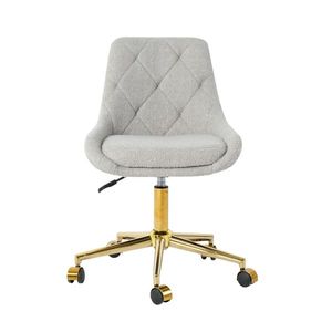 Sedia da Pranzo Moderna e Confortevole con Gambe Dorate a Cinque Punte, Rivestimento in Velluto Teddy, Sedia da Ufficio Placcata Oro con Tocco Morbido - Product Image 1